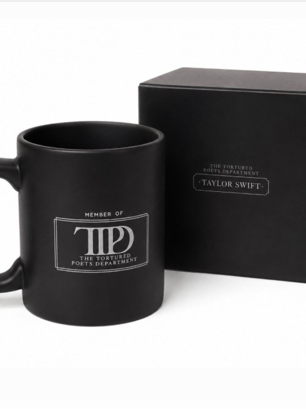 Taylor Swift Black Matte 'TTPD' Logo Mug